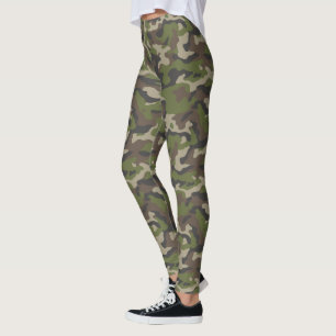Legging Padrão de Camuflagem Verde