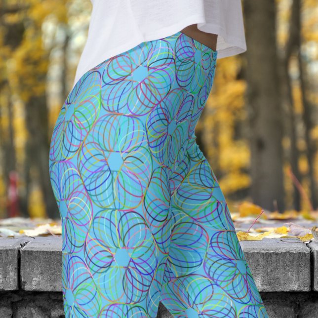 Legging Padrão de Caos Cíclico Azul Vibrante (Blue Cyclic Chaos)