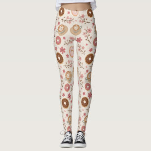 Legging Padrão de Capa de Café Flor de Cerejeira (3)