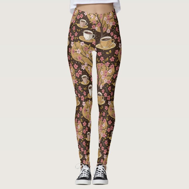 Legging Padrão de Capa de Café Flor de Cerejeira (8) (Frente)