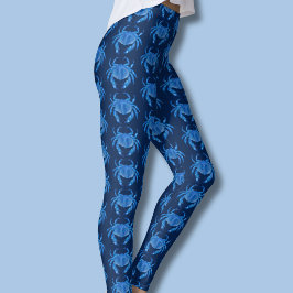 Legging Padrão de Caranguejo Azul