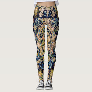 Legging Padrão De Carpete Floral Decorativo