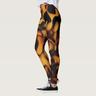 Legging Padrão de Casca de Tartaruga Marrom Âmbar