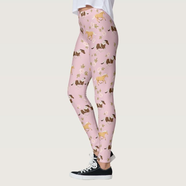 Legging Padrão de Cavalo Floral da Vintage (Esquerda)