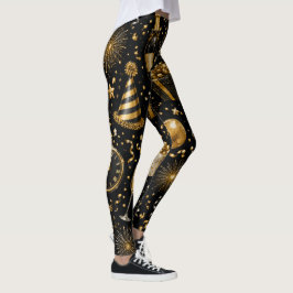 Legging Padrão de Celebração de Ano Novo de Luxo
