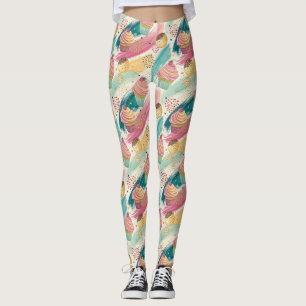 Legging Padrão de Celebração de Cupcake Festivo e Bruto