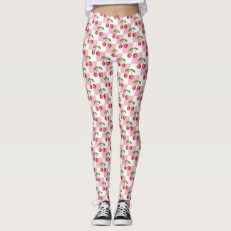 Legging Padrão de Cereja Xadrez Bola de Disco