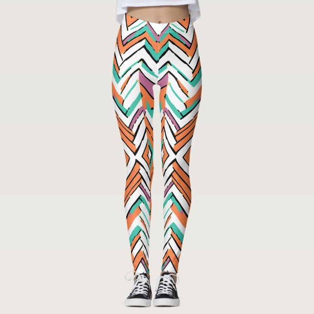 Legging Padrão de Cevão de Arenque de Cor Negrito (Frente)