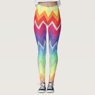 Legging Padrão de Chevron Colorido Cores cotovelos