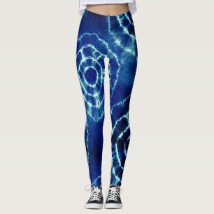 Legging Padrão de círculo de corante de gravata azul e b