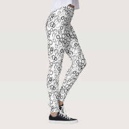 Legging Padrão de Círculo Preto e Branco Abstrato