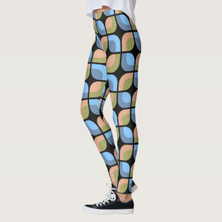 Legging Padrão de Círculos do Século Médio Verde Verde Azu
