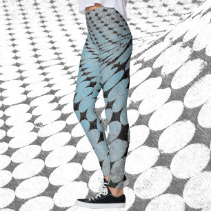 Legging Padrão de Círculos e Diamantes Cinza Azul Moderno 