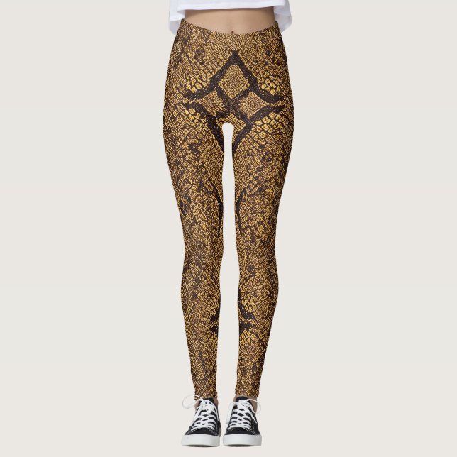Legging Padrão de Cobra com suporte de diamante (Frente)
