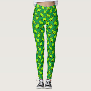 Legging Padrão de coelhos - Preto, Chartreus e Kelly Verde