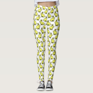 Legging Padrão de coelhos - Preto e Amarelo