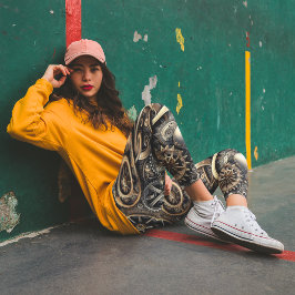 Legging Padrão de Cogs e Ursos Steampunk