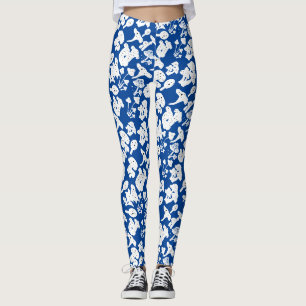 Legging Padrão de cogumelos pretos 01b Azul BG