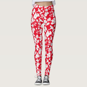 Legging Padrão de cogumelos pretos 01b Vermelho BG