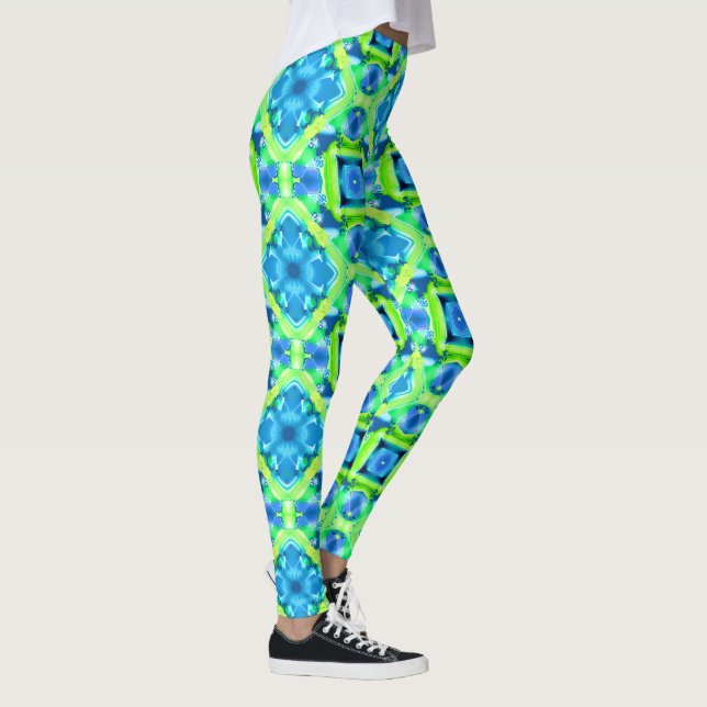 Legging Padrão de Coletor Azul e Verde limão (Direita)