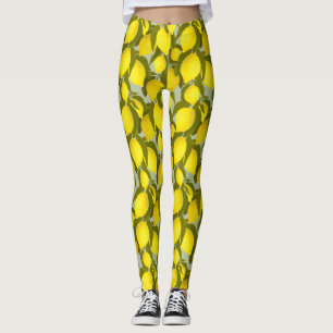 Legging Padrão de colheita com ramos de limões