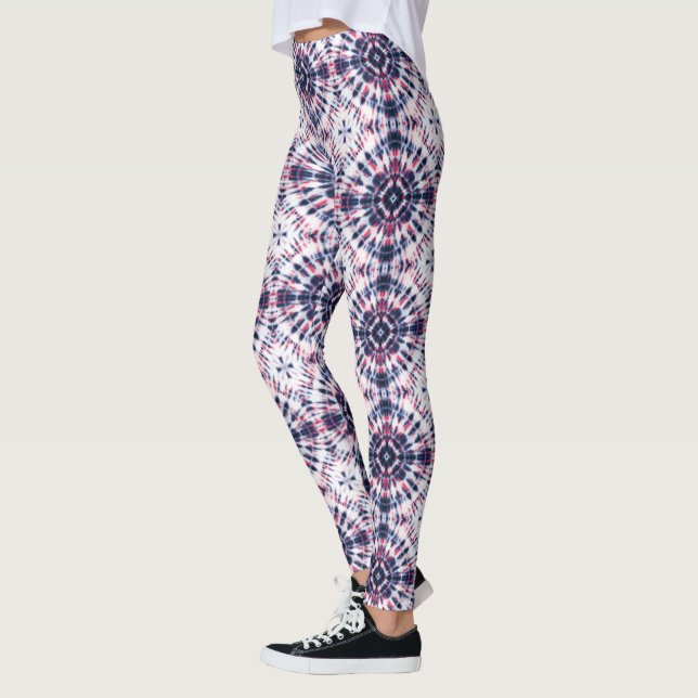Legging Padrão de Coluna Azul e Vermelho (Esquerda)