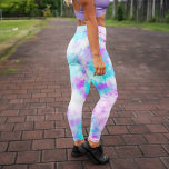 Legging Padrão de Coluna de Algodão<br><div class="desc">Design de tingimento roxo e azul.</div>