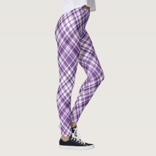 Legging Padrão de conscientização da Xadrez roxa vibrante