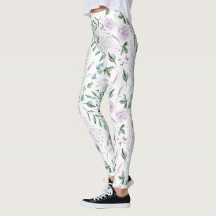 Legging Padrão de conto de fadas de flores coloridas