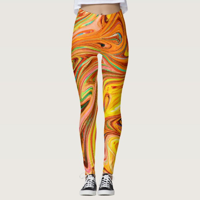 Legging Padrão de cor de Abstrato vibrante (Frente)