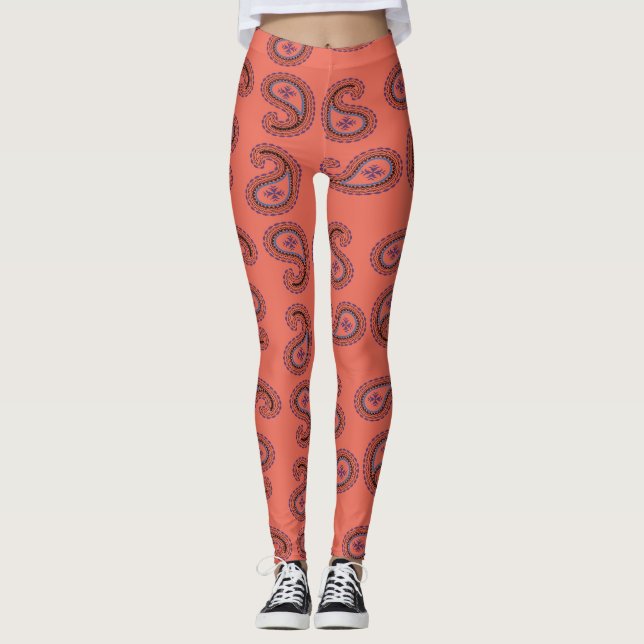 Legging padrão de cor vermelha (Frente)