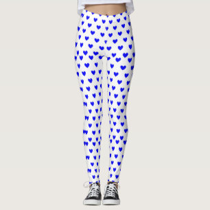 Legging Padrão de Coração Azul Clássico Design de Coração