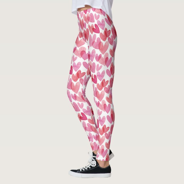 Legging Padrão de Coração de Aquarela (Esquerda)