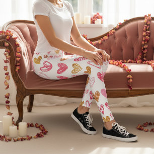Legging Padrão de Coração Desenhado à Mão ID470