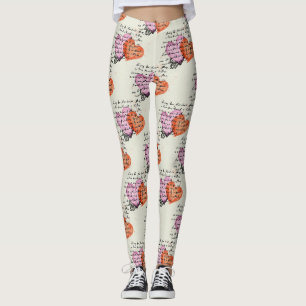Legging Padrão de Coração Moderno com Fundo de Letra (16)