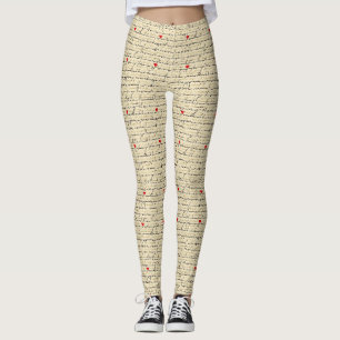 Legging Padrão de Coração Moderno com Fundo de Rascunho (2