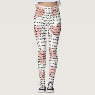 Legging Padrão de Coração Moderno com Fundo de Roteiro (17