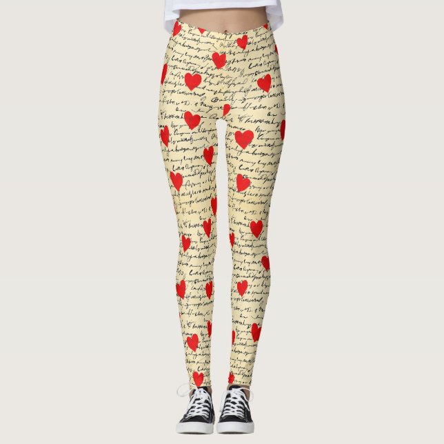 Legging Padrão de Coração Moderno com Fundo de Roteiro (6) (Frente)