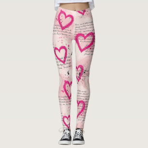 Legging Padrão de Coração Moderno com Fundo de Roteiro (8)