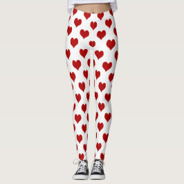 Legging Padrão de Coração Mosaico Vermelho