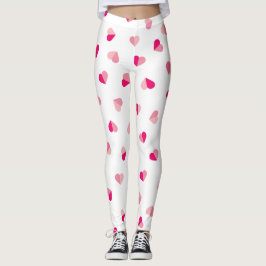 Legging Padrão de Coração Rosa Bonito