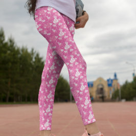 Legging Padrão de Coração Rosa Floral
