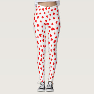 Legging Padrão de Coração Vermelho