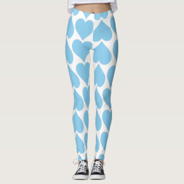Legging Padrão de Corações Azuis, Romântico, Amor