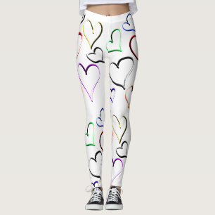 Legging Padrão de Corações Coloridos