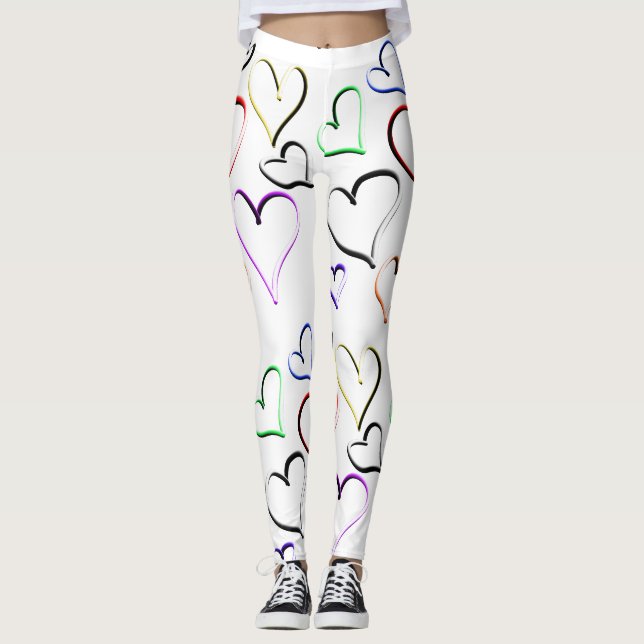 Legging Padrão de Corações Coloridos (Frente)