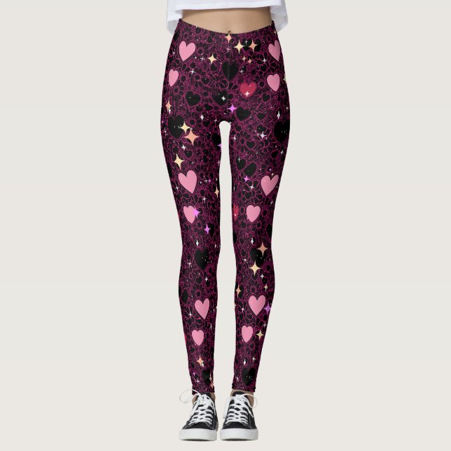 Legging Padrão de Corações com Perturbação 01 (Frente)