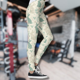 Legging Padrão de Corações com Silhuetas da Simple Bunny V