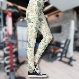 Legging Padrão de Corações com Silhuetas da Simple Bunny V