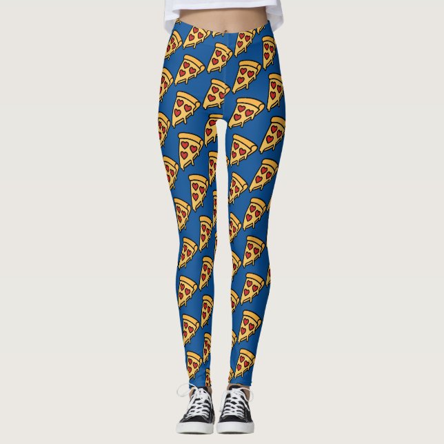 Legging Padrão de Corações de Pizza (Frente)